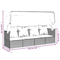 Thumbnail for Outdoor-Loungebett mit Dach und Kissen Schwarz Poly Rattan