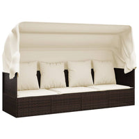 Thumbnail for Outdoor-Loungebett mit Dach und Kissen Braun Poly Rattan