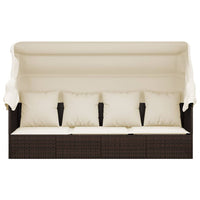 Thumbnail for Outdoor-Loungebett mit Dach und Kissen Braun Poly Rattan