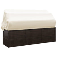 Thumbnail for Outdoor-Loungebett mit Dach und Kissen Braun Poly Rattan