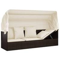Thumbnail for Outdoor-Loungebett mit Dach und Kissen Braun Poly Rattan