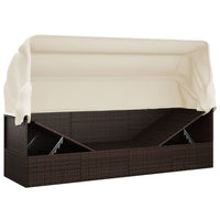 Thumbnail for Outdoor-Loungebett mit Dach und Kissen Braun Poly Rattan