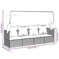 Thumbnail for Outdoor-Loungebett mit Dach und Kissen Braun Poly Rattan