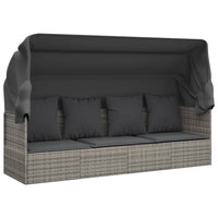 Thumbnail for Outdoor-Loungebett mit Dach und Kissen Grau Poly Rattan