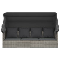 Thumbnail for Outdoor-Loungebett mit Dach und Kissen Grau Poly Rattan