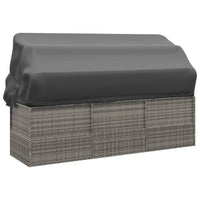 Thumbnail for Outdoor-Loungebett mit Dach und Kissen Grau Poly Rattan