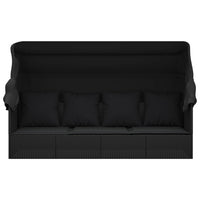 Thumbnail for Outdoor-Loungebett mit Dach und Kissen Schwarz Poly Rattan