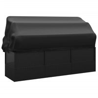 Thumbnail for Outdoor-Loungebett mit Dach und Kissen Schwarz Poly Rattan