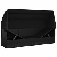 Thumbnail for Outdoor-Loungebett mit Dach und Kissen Schwarz Poly Rattan