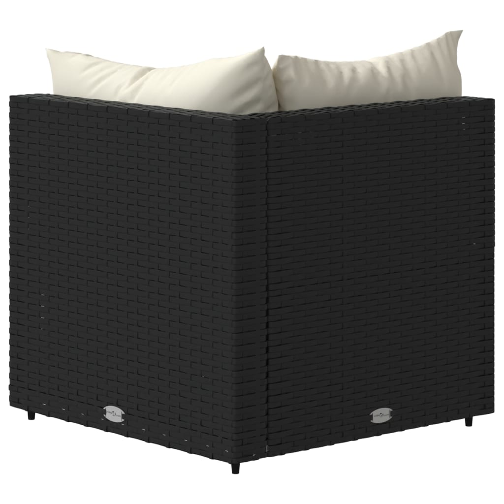 Garten-Ecksofa mit Kissen Schwarz Poly Rattan