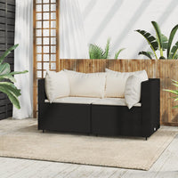 Thumbnail for Garten-Ecksofas mit Kissen 2 Stk. Schwarz Poly Rattan