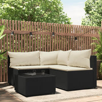 Thumbnail for 4-tlg. Garten-Lounge-Set mit Kissen Schwarz Poly Rattan