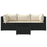 Thumbnail for 4-tlg. Garten-Lounge-Set mit Kissen Schwarz Poly Rattan