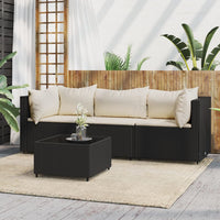 Thumbnail for 4-tlg. Garten-Lounge-Set mit Kissen Schwarz Poly Rattan