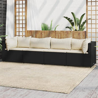 Thumbnail for 4-tlg. Garten-Lounge-Set mit Kissen Schwarz Poly Rattan