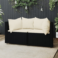 Thumbnail for Garten-Ecksofas mit Kissen 2 Stk. Schwarz Poly Rattan