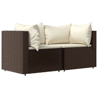 Thumbnail for Garten-Ecksofas mit Kissen 2 Stk. Braun Poly Rattan
