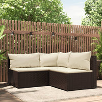 Thumbnail for 3-tlg. Garten-Lounge-Set mit Kissen Braun Poly Rattan