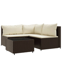 Thumbnail for 4-tlg. Garten-Lounge-Set mit Kissen Braun Poly Rattan