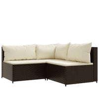 Thumbnail for 4-tlg. Garten-Lounge-Set mit Kissen Braun Poly Rattan