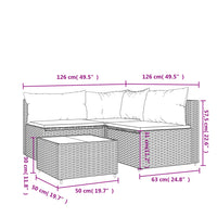 Thumbnail for 4-tlg. Garten-Lounge-Set mit Kissen Braun Poly Rattan