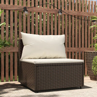 Thumbnail for Garten-Mittelsofa mit Kissen Braun Poly Rattan