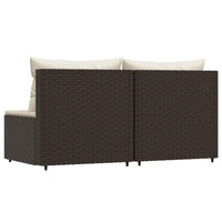Thumbnail for Garten-Mittelsofas mit Kissen 2 Stk. Braun Poly Rattan