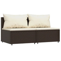Thumbnail for 3-tlg. Garten-Lounge-Set mit Kissen Braun Poly Rattan