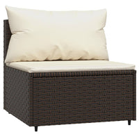 Thumbnail for 3-tlg. Garten-Lounge-Set mit Kissen Braun Poly Rattan