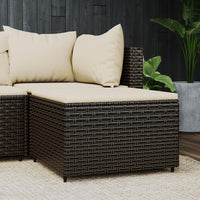 Thumbnail for Gartenhocker mit Kissen Braun Poly Rattan