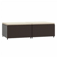 Thumbnail for Gartenhocker mit Kissen 2 Stk. Braun Poly Rattan