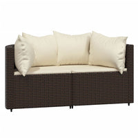 Thumbnail for Garten-Ecksofas mit Kissen 2 Stk. Braun Poly Rattan