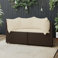 Thumbnail for Garten-Ecksofas mit Kissen 2 Stk. Braun Poly Rattan