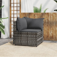 Thumbnail for Garten-Ecksofa mit Kissen Grau Poly Rattan