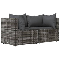 Thumbnail for Garten-Ecksofas mit Kissen 2 Stk. Grau Poly Rattan