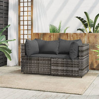 Thumbnail for Garten-Ecksofas mit Kissen 2 Stk. Grau Poly Rattan