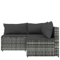 Thumbnail for 3-tlg. Garten-Lounge-Set mit Kissen Grau Poly Rattan
