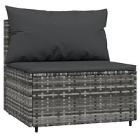 Thumbnail for 3-tlg. Garten-Lounge-Set mit Kissen Grau Poly Rattan