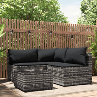 Thumbnail for 4-tlg. Garten-Lounge-Set mit Kissen Grau Poly Rattan
