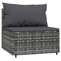 Thumbnail for Garten-Mittelsofa mit Kissen Grau Poly Rattan