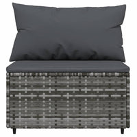 Thumbnail for Garten-Mittelsofa mit Kissen Grau Poly Rattan