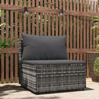 Thumbnail for Garten-Mittelsofa mit Kissen Grau Poly Rattan