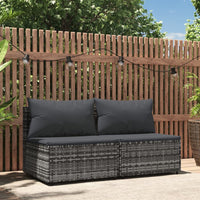 Thumbnail for Garten-Mittelsofas mit Kissen 2 Stk. Grau Poly Rattan
