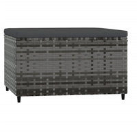 Thumbnail for Gartenhocker mit Kissen Grau Poly Rattan