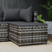 Thumbnail for Gartenhocker mit Kissen Grau Poly Rattan