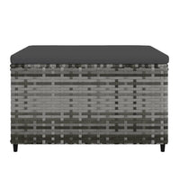 Thumbnail for Gartenhocker mit Kissen 2 Stk. Grau Poly Rattan