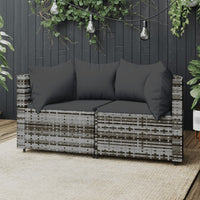 Thumbnail for Garten-Ecksofas mit Kissen 2 Stk. Grau Poly Rattan