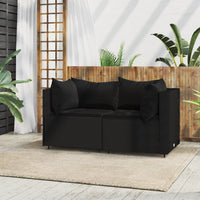 Thumbnail for Garten-Ecksofas mit Kissen 2 Stk. Schwarz Poly Rattan