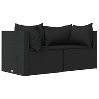 Thumbnail for 3-tlg. Garten-Lounge-Set mit Kissen Schwarz Poly Rattan