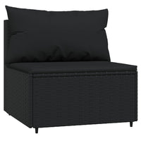 Thumbnail for 3-tlg. Garten-Lounge-Set mit Kissen Schwarz Poly Rattan
